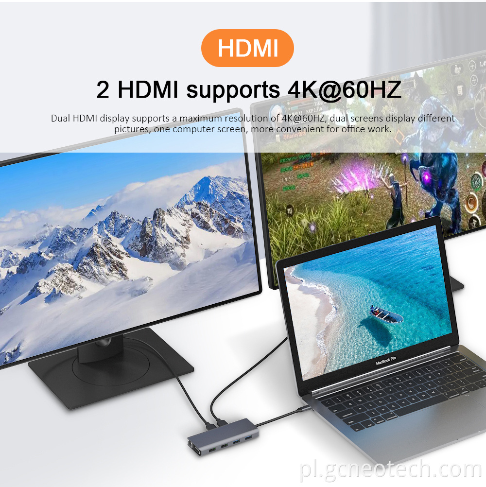 12-w-1 stacja dokowania USB-C do HDMI Gigabit Ethernet 12-in-1 USB-C docking station to HDMI Gigabit Ethernet